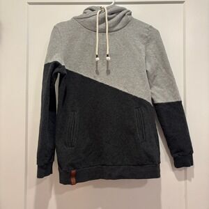 Ampersand‎ Avenue DoubleHood Hoodie Grey Charcoal Colorblock Sweatshirt Small